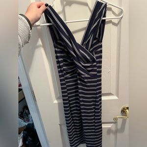 Navy and white striped dress